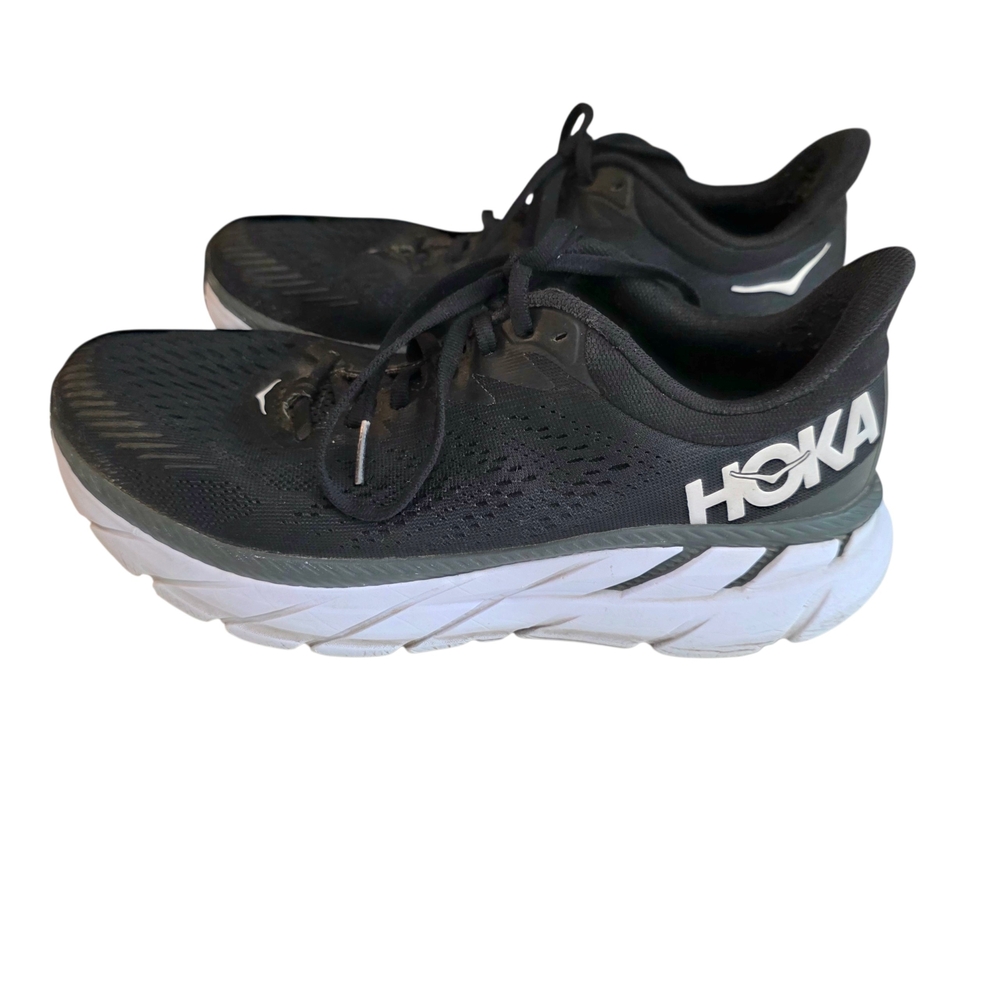 Hoka One One Clifton 7 Wide Shoes 9 Black White Running Activewear Gym‎ Comfort